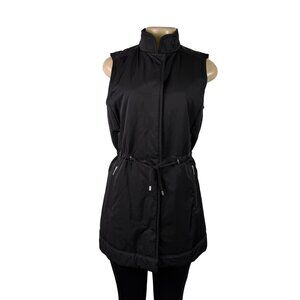 Rainforest Womens Black Sleeveless Vest Zip-Up Adjustable Waist Sz S